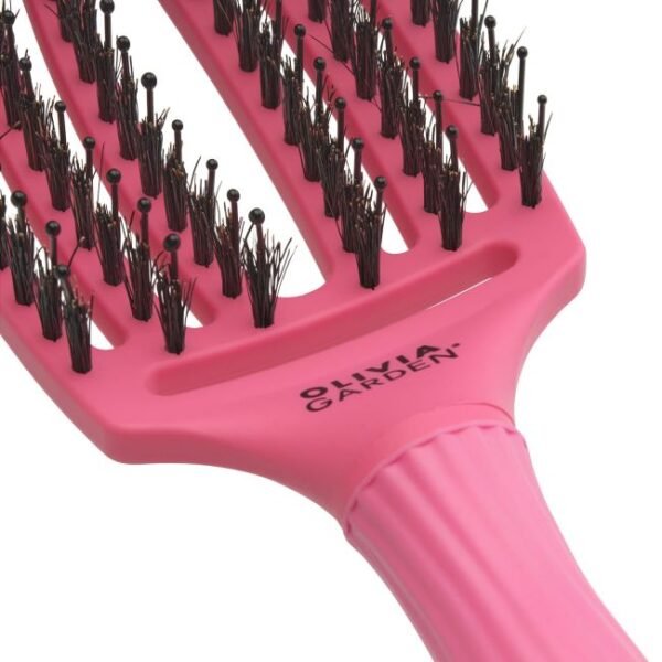 Lenktas šepetys plaukams Olivia Garden Fingerbrush Combo HOT PINK Medium - Image 2