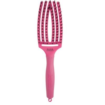 Lenktas šepetys plaukams Olivia Garden Fingerbrush Combo HOT PINK Medium
