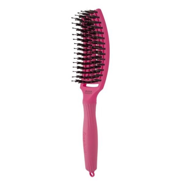 Lenktas šepetys plaukams Olivia Garden Fingerbrush Combo HOT PINK Medium - Image 3